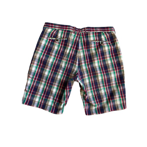 Vintage Polo Ralph Lauren Mens Reversible Short Size 38 Blue Madras Plaid Preppy - Picture 3 of 12